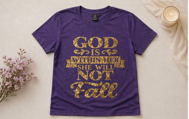 God is within her she will not fail/HTV Glitter gold