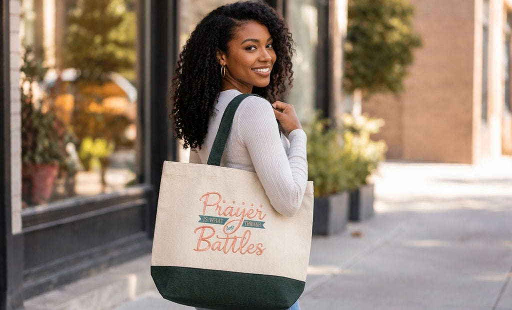 Prayer is how I fight my battles totebag